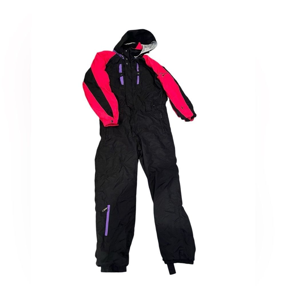 VTG 80s Roffe Challenge Men’s Cliffhanger Pink Purple Colorblock Ski Suit SZ L